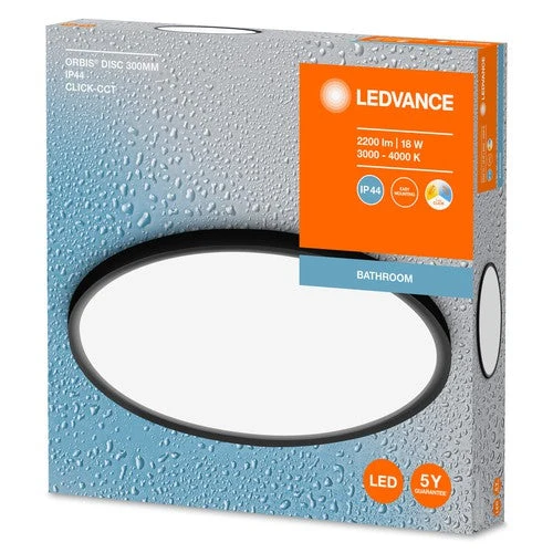 LEDVANCE ORBIS DISC lampada da bagno, nero, 18W, 2200lm
