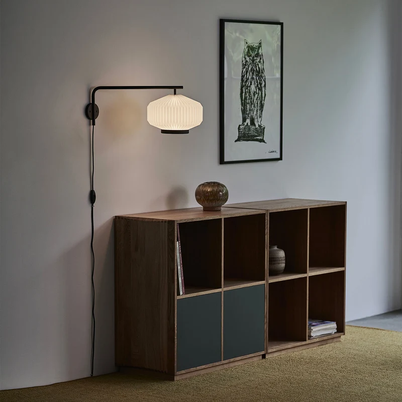Model 286 Shibui - Applique murale en acier et PVC plissé, style japandi