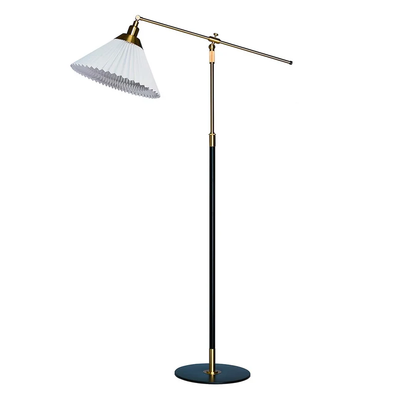 Model 349 - Lampadaire en laiton et papier plissé, style vintage