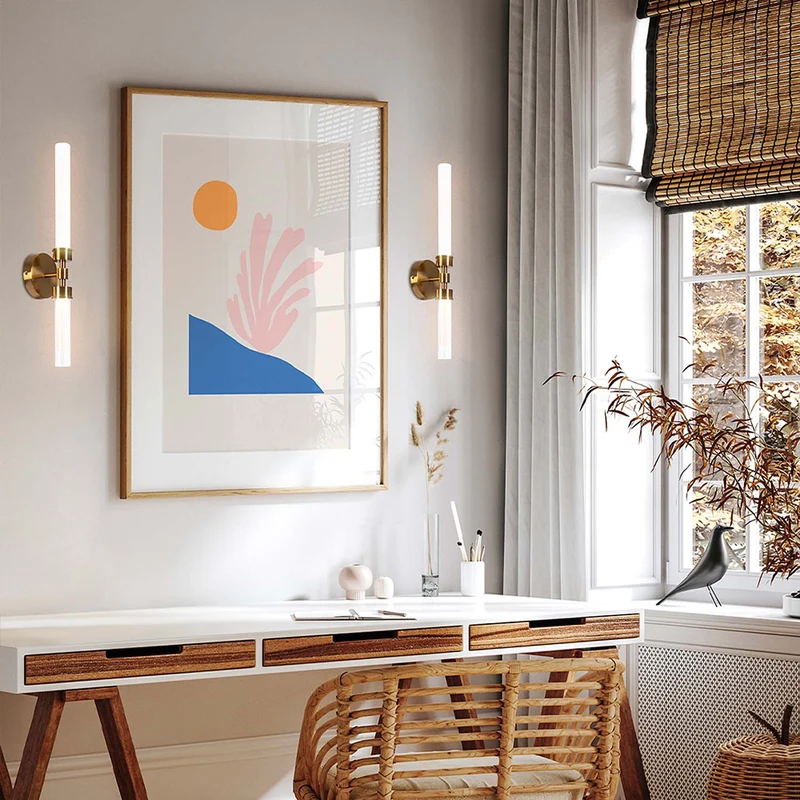Stelo - Applique murale LED tubulaire en verre et acier, style Art déco