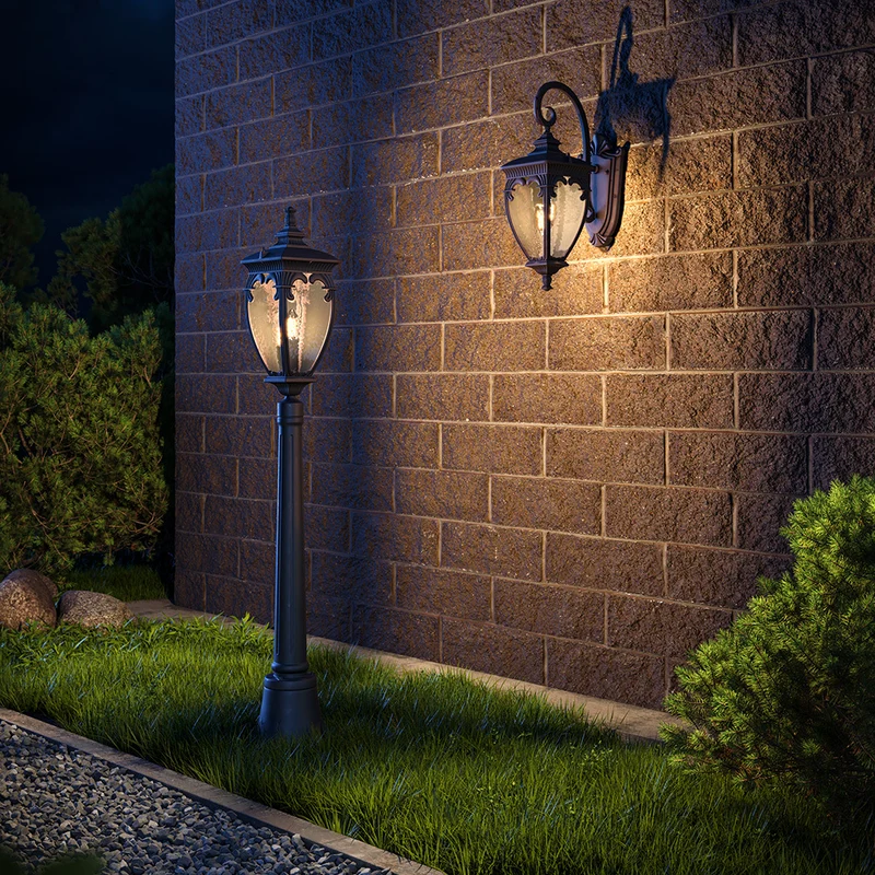 Fleur - Lampadaire lanterne de 113 cm en acier, style baroque