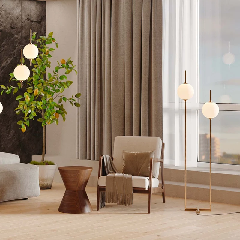Sixth Sense - Lampadaire LED à deux globes en acier et verre, style Art déco