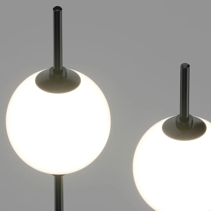 Sixth Sense - Lampadaire LED à deux globes en acier et verre, style Art déco