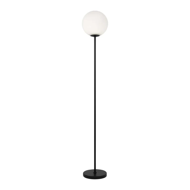 Ring - Lampadaire LED à globe décentré en acier et verre, style Art déco