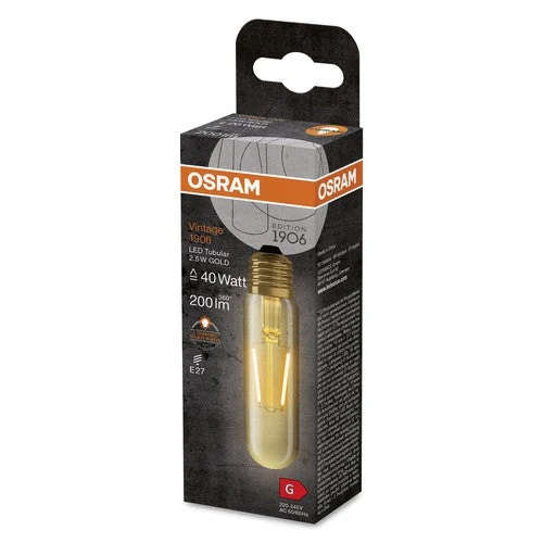 OSRAM Vintage 1906® Lampada Classica Tubolare, Bianco Caldo, 2,5W, 200lm, E27