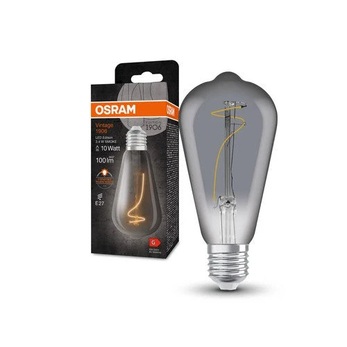 Lampadine LED OSRAM, Edizione Vintage, Sostituzione 10 Watt, E27, Forma ST64, 1800 Kelvin, Luce Calda Confortevole, Vetro Trasparente, Confezione Singola, E27