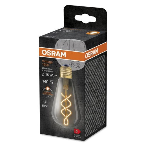 OSRAM Vintage 1906® Lampadina LED Classica Edison, 4W, 140lm, E27, Bianco caldo