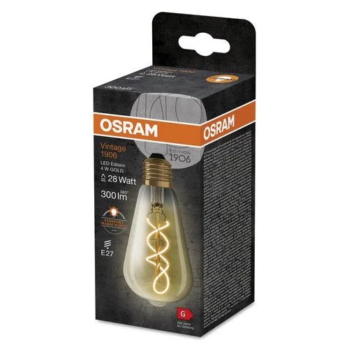 OSRAM Vintage 1906® Lampadina LED Classica Edison, 4W, 300lm, E27, Bianco caldo