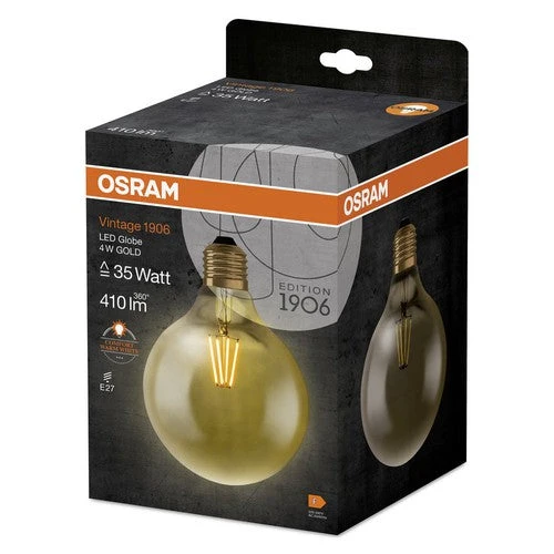 OSRAM Vintage 1906® Lampadina Classica Globo125, 4W, 410lm, E27, Bianco Caldo