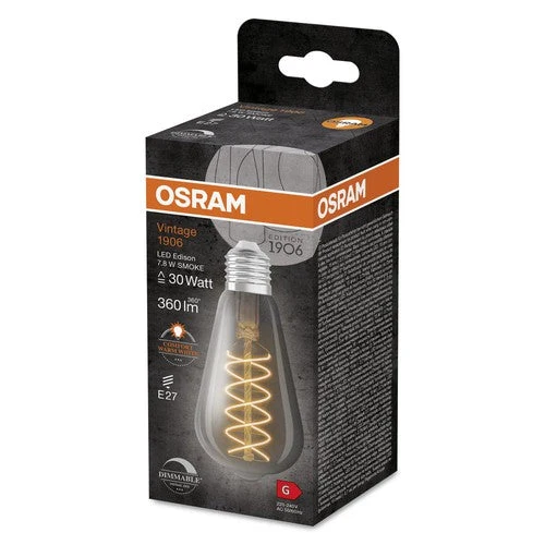 Lampade LED dimmerabili OSRAM, edizione vintage, ricambio da 30 watt, E27, forma ST64, 1800 Kelvin, luce calda e confortevole, vetro trasparente, confezione singola