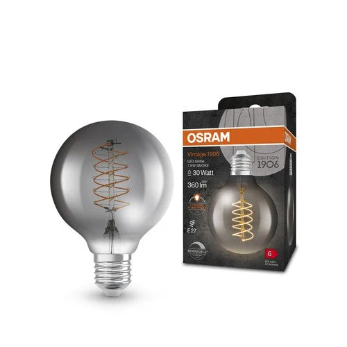 Lampade LED dimmerabili OSRAM, edizione vintage, ricambio da 30 watt, E27, G80, 1800 Kelvin, luce calda e confortevole, vetro trasparente, confezione singola