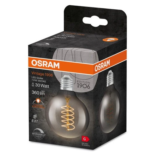 Lampade LED dimmerabili OSRAM, edizione vintage, ricambio da 30 watt, E27, G80, 1800 Kelvin, luce calda e confortevole, vetro trasparente, confezione singola