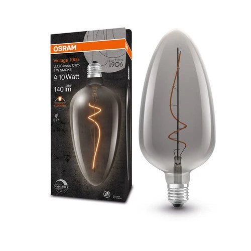 Lampade LED dimmerabili OSRAM, edizione vintage, ricambio da 15 watt, E27, forma C, 1800 Kelvin, bianco caldo confortevole, vetro trasparente, confezione singola