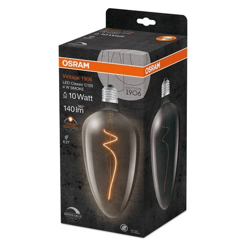 Lampade LED dimmerabili OSRAM, edizione vintage, ricambio da 15 watt, E27, forma C, 1800 Kelvin, bianco caldo confortevole, vetro trasparente, confezione singola