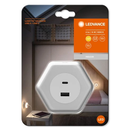 LEDVANCE LUNETTA HEXAGON Luce notturna da presa, 5W, 5lm