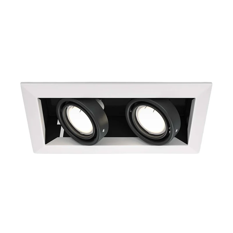 Metal Modern - Spot double carré orientable en acier, style contemporain