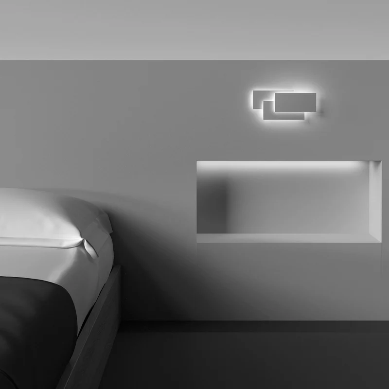 Trame - Applique murale LED géométrique en acier, style contemporain