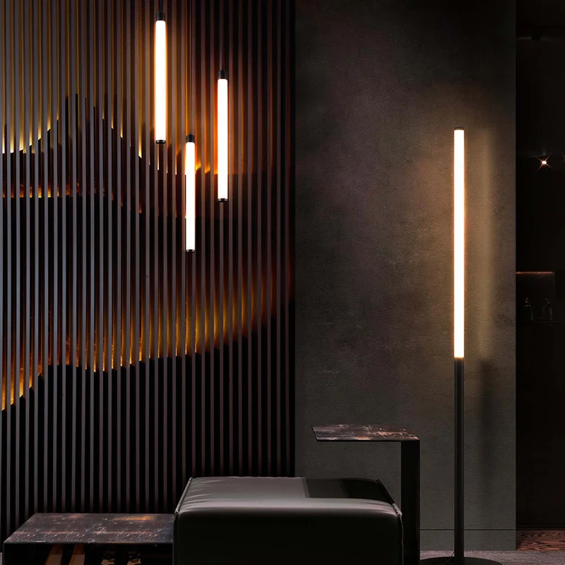 Ray - Lampadaire LED tubulaire en acier, style minimaliste