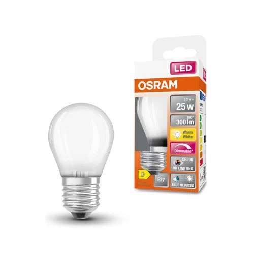 OSRAM SUPERSTAR+ CLASSIC P GLFR 25 Lampadina LED, 2,2W, 300lm, Bianco caldo, E27