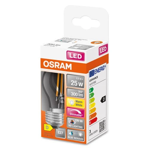OSRAM SUPERSTAR+ CLASSIC P FIL 25 Lampadina LED, 2,2W, 300lm, Bianco caldo, E27