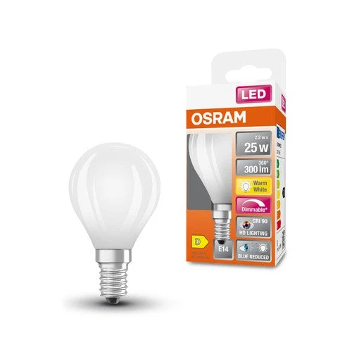 OSRAM SUPERSTAR+ CLASSIC P GLFR 25 Lampadina LED, 2,2W, 300lm, Bianco caldo, E14