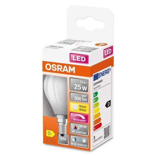 OSRAM SUPERSTAR+ CLASSIC P GLFR 25 Lampadina LED, 2,2W, 300lm, Bianco caldo, E14