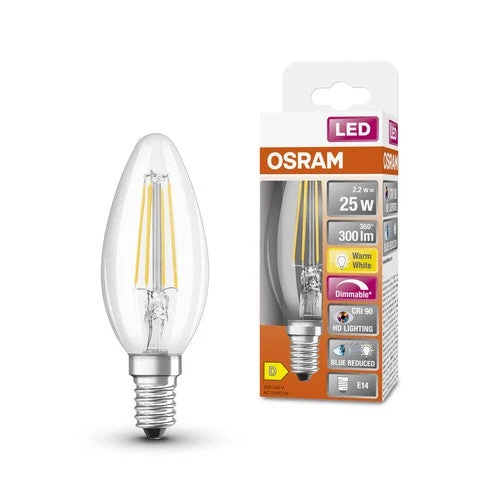 OSRAM SUPERSTAR+ CLASSIC B FIL 25 Lampadina LED, 2,2W, 300lm, Bianco caldo, E14