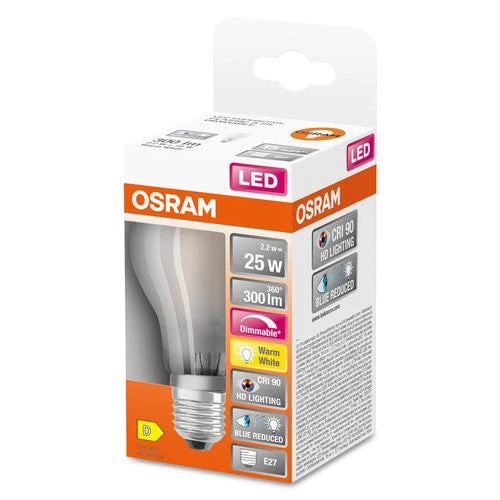 OSRAM SUPERSTAR+ CLASSIC A GLFR 25 Lampadina LED, 2,2W, 300lm, Bianco caldo