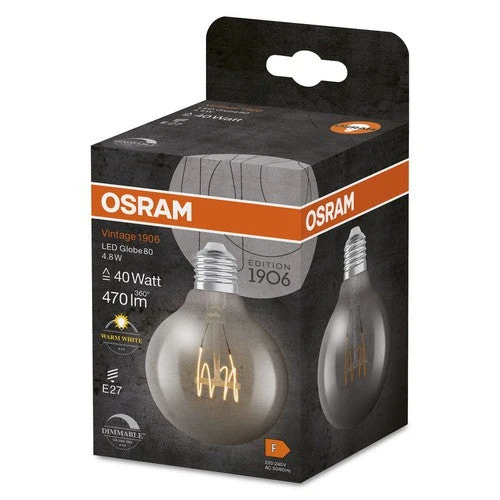 OSRAM Vintage 1906® Classica Globe80 Lampada, 4,8W, 470lm, Bianco caldo, E27