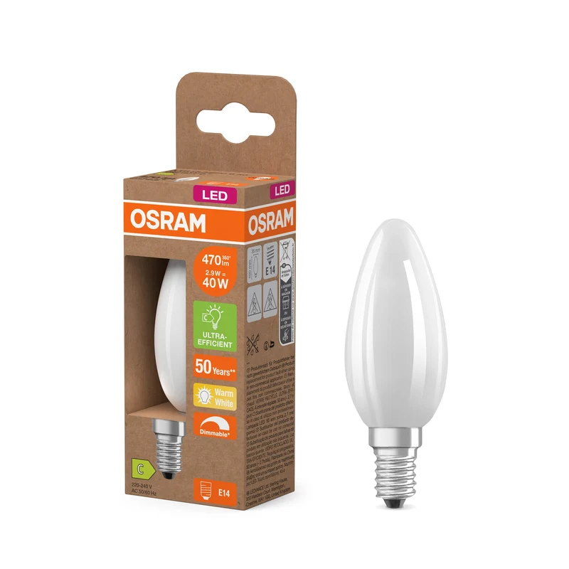 OSRAM SUPERSTAR+ CLASSIC B GLFR 40 Lampadina LED, 2,9W, 470lm, Bianco caldo, E14