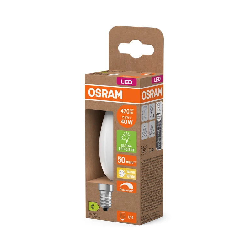 OSRAM SUPERSTAR+ CLASSIC B GLFR 40 Lampadina LED, 2,9W, 470lm, Bianco caldo, E14