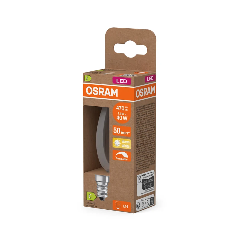 OSRAM SUPERSTAR+ CLASSIC B FIL 40 Lampadina LED, 2,9W, 470lm, Bianco caldo, E14
