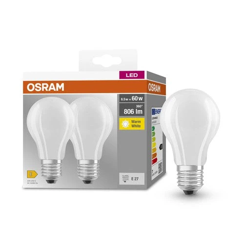 OSRAM BASE CL A GL FR 60 Lampadina LED, 6,5W, 806lm, Bianco caldo, E27