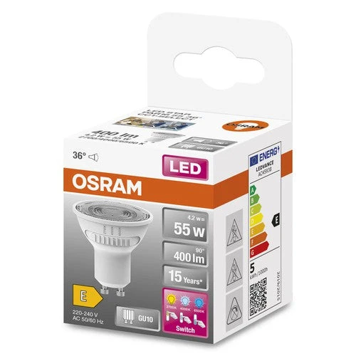 OSRAM LED SPOT PAR16 55 con tre colori di luce, 4,2W, 400lm