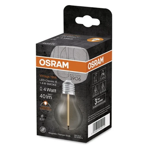 OSRAM Vintage 1906® Classica Lampadina LED, 1,8W, 40lm, Bianco caldo, E27