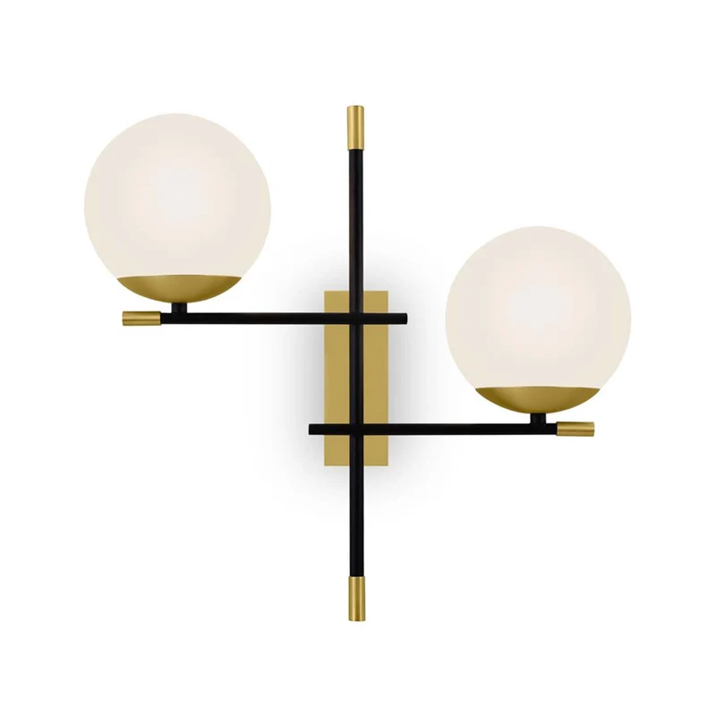 Nostalgia - Applique murale double à globes en verre et acier, style Art déco