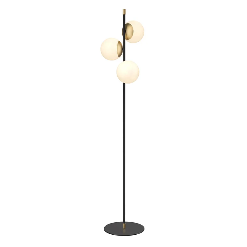 Nostalgia - Lampadaire à globes en acier et verre, style Art déco
