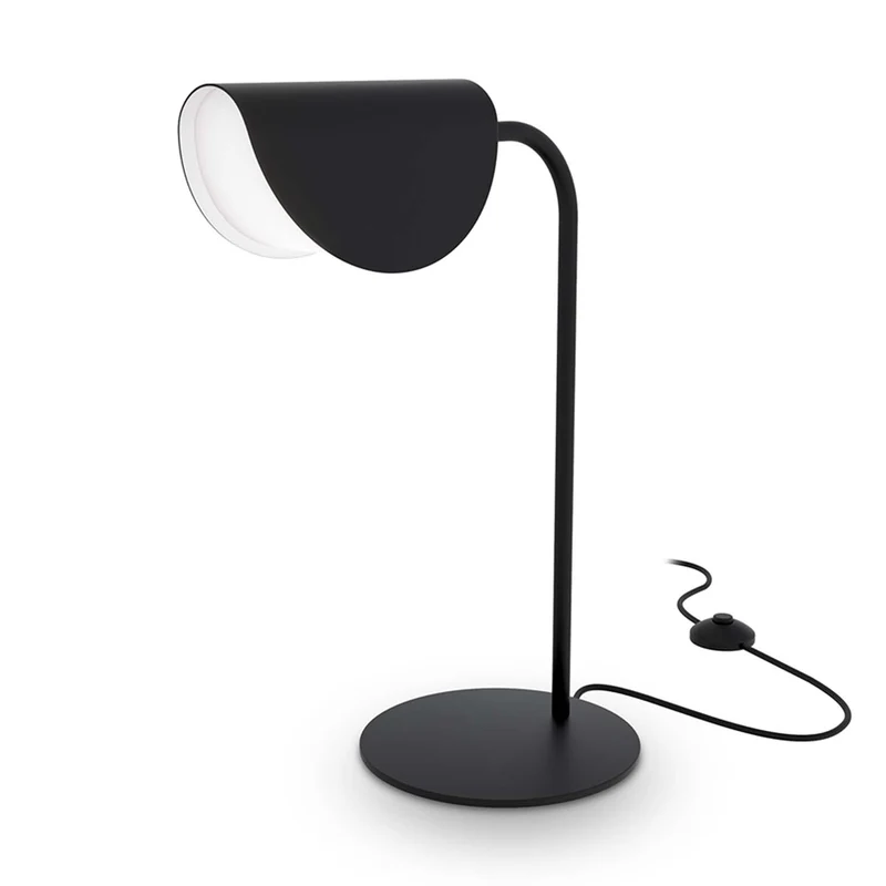 Mollis - Lampe à poser de bureau à réflecteur feuille en acier, style contemporain