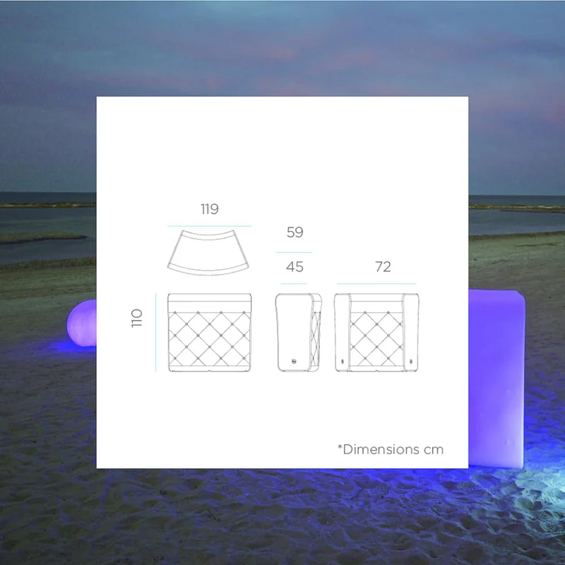 BANCONE BAR CURVA IBIZA 120 CON LUCE