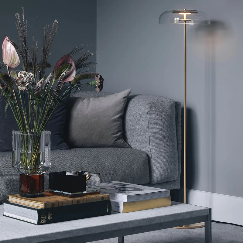 BLOSSI - Lampadaire LED en verre soufflé et acier, style Art déco