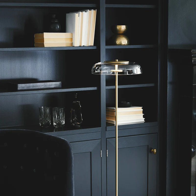 BLOSSI - Lampadaire LED en verre soufflé et acier, style Art déco
