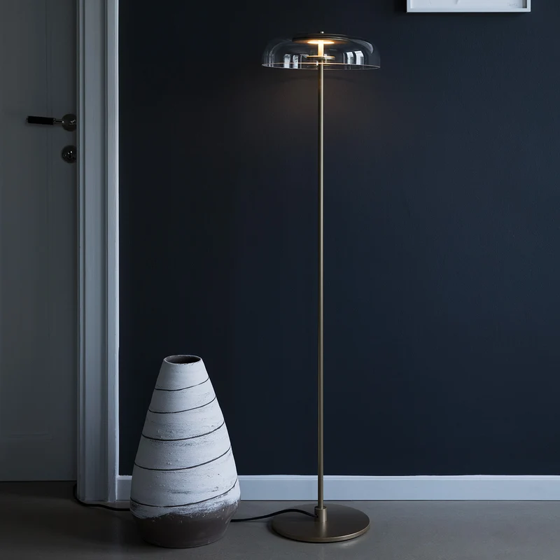 BLOSSI - Lampadaire LED en verre soufflé et acier, style Art déco