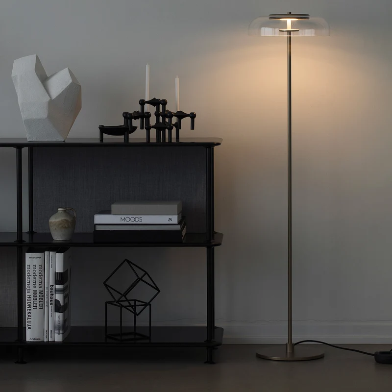 BLOSSI - Lampadaire LED en verre soufflé et acier, style Art déco