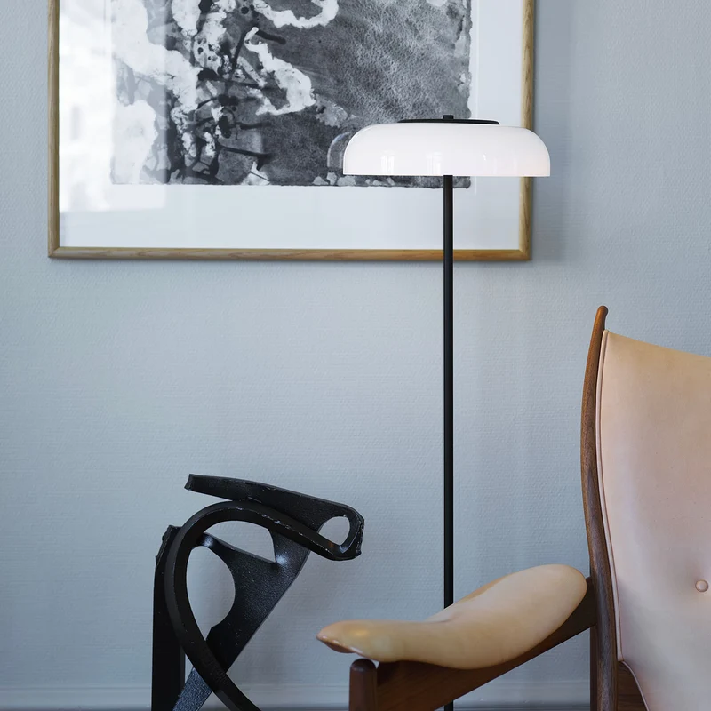 BLOSSI - Lampadaire LED en verre soufflé et acier, style Art déco