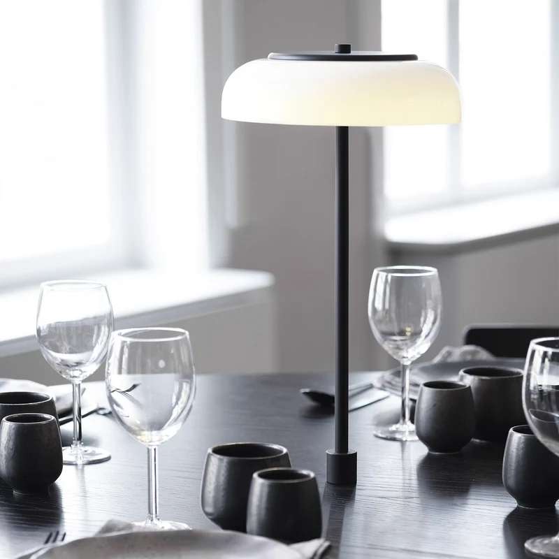 BLOSSI Inset - Lampe à poser en verre soufflé et acier, style Art déco