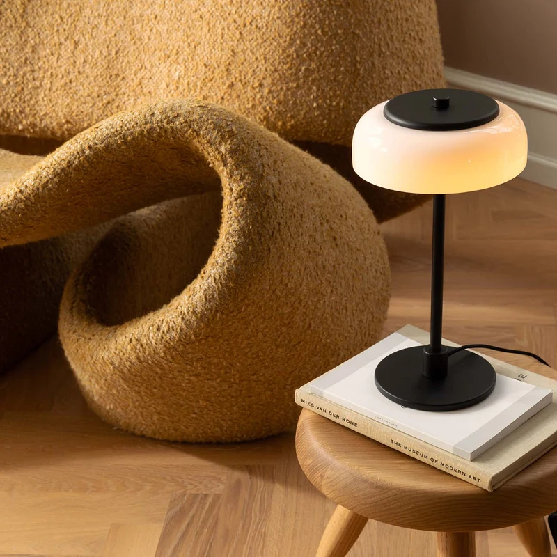 BLOSSI - Lampe à poser en verre soufflé et acier, style Art déco