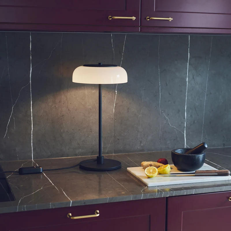 BLOSSI - Lampe à poser en verre soufflé et acier, style Art déco