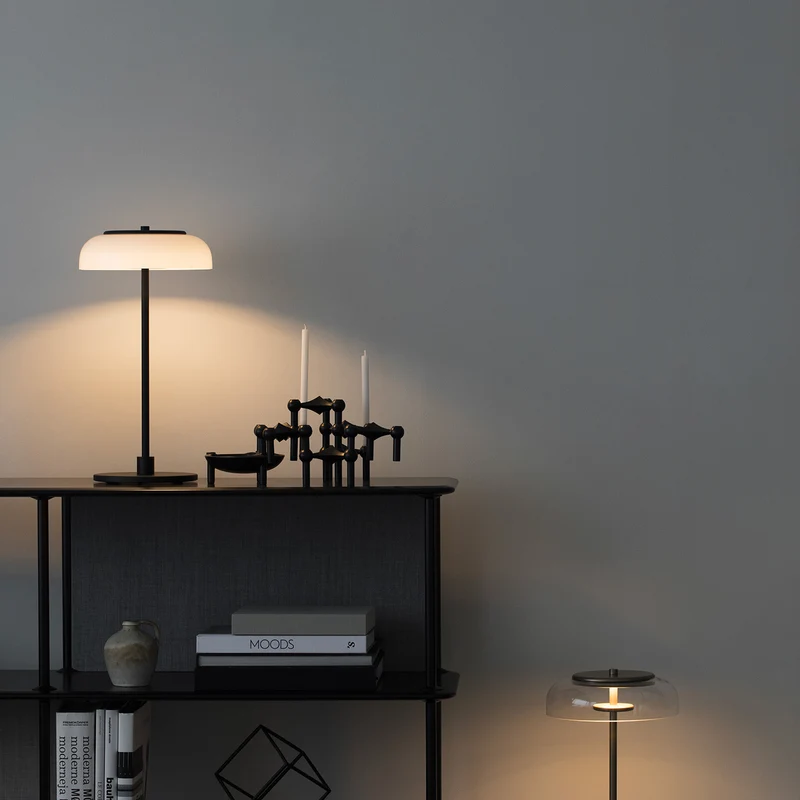 BLOSSI - Lampe à poser en verre soufflé et acier, style Art déco