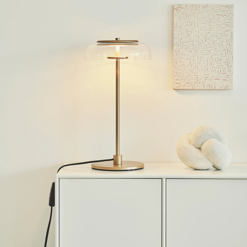 BLOSSI - Lampe à poser en verre soufflé et acier, style Art déco