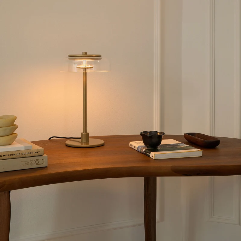 BLOSSI - Lampe à poser en verre soufflé et acier, style Art déco